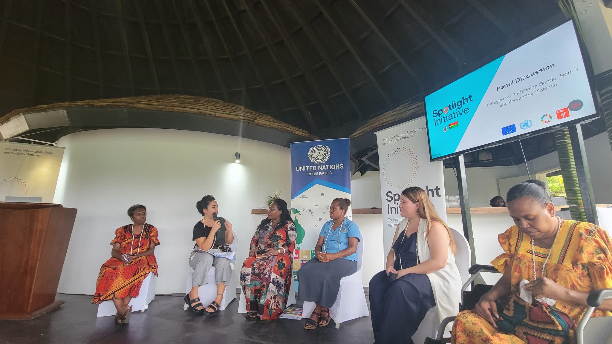 Participants at one of the Spotlight Initiative's panel moderated by Yasmine.