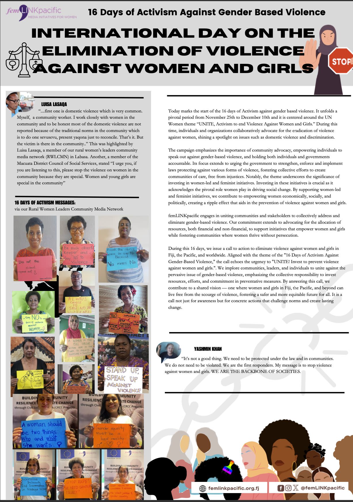 A copy of the supplement published by femLINKpacific in the Fiji Times for the 16 Days campaign.