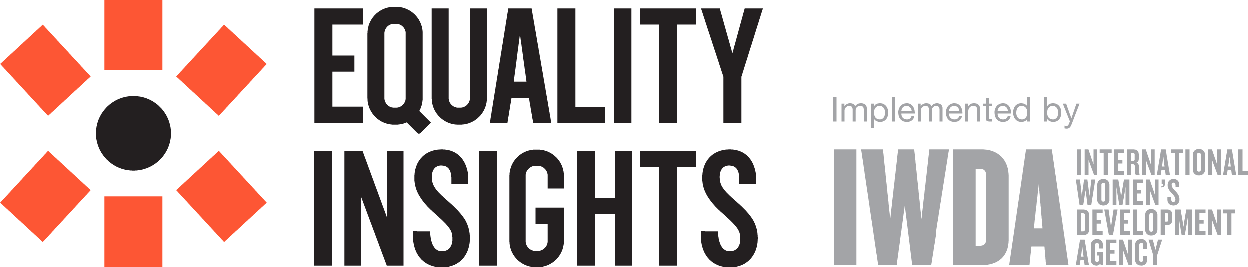 Logo: Equality Insights, Implemented by IWDA (International Women's Development Agency)