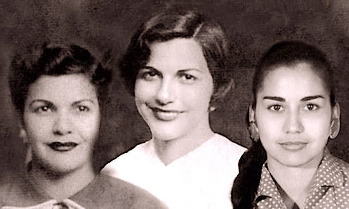 Close up black and white portraits of sisters Patria, Minerva and Maria Teresa Mirabel 